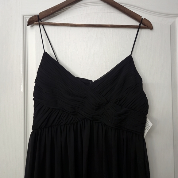 Mac Duggal Black Midi chiffon spaghetti strap v neck dress 2650 Size M MWT - Picture 4 of 10